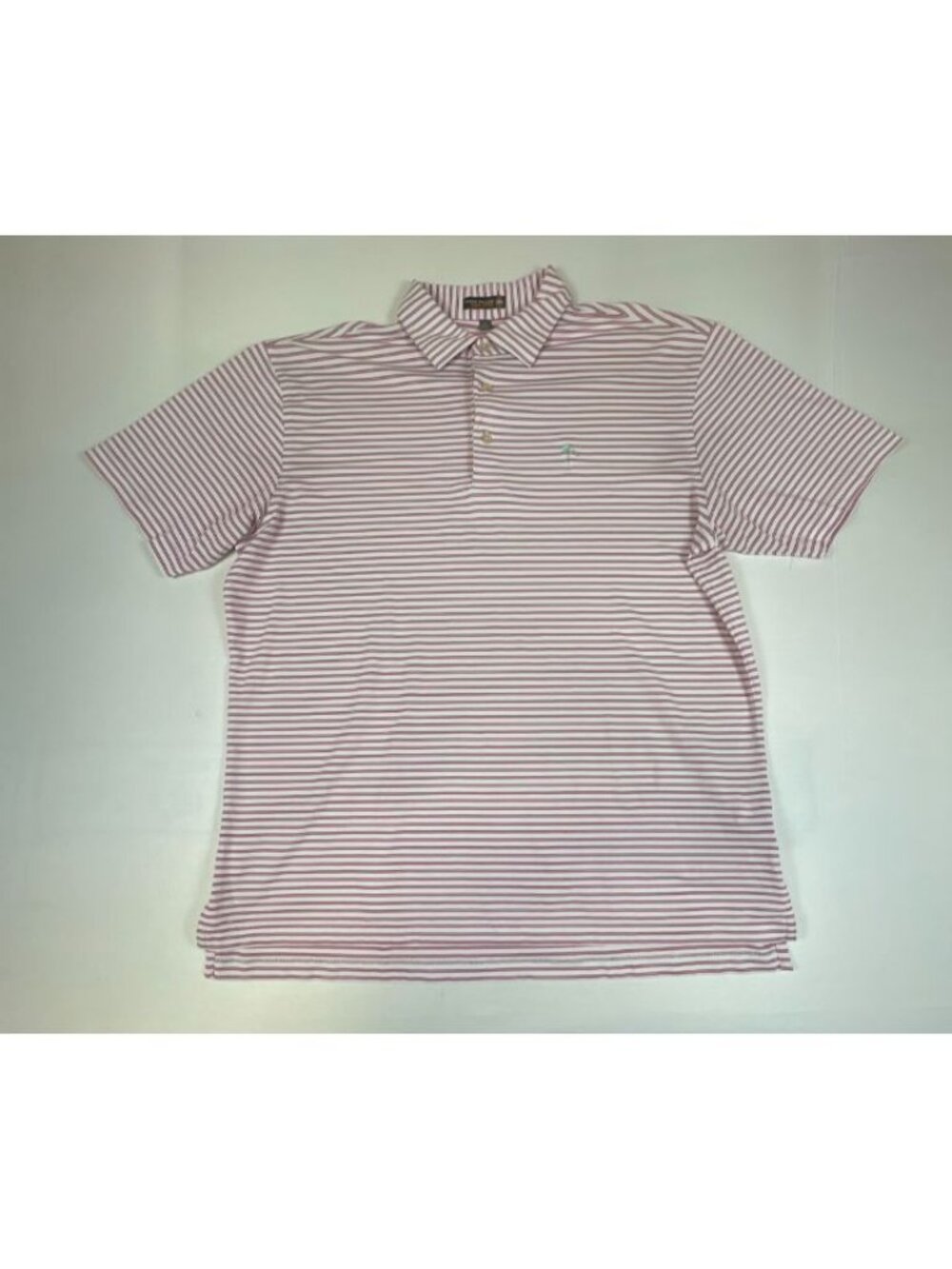 Peter Millar Men’s Large Red White Striped Summer Comfort Polo Shirt Golf